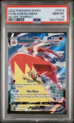 PSA 10 BLAZIKEN VMAX #TG15 FULL ART 2022 POKEMON SWORD & SHIELD SILVER TEMPEST - Image 1