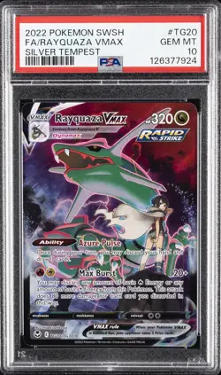 2022 POKEMON SWORD & SHIELD SILVER TEMPEST #TG20 FULL ART/RAYQUAZA VMAX PSA 10 - Image 1
