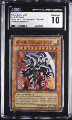 YU-Gi-Oh! 1st Edition Armed Dragon LV10 DP2-EN013 Ultra Rare Holo CGC 10 - Image 1