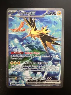 Pokemon Zapdos ex Ultra Rare Full Art Holo Scarlet & Violet 151 Card — NM - Image 1