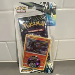 Pokemon TCG Sun & Moon Lost Thunder Booster Pack Salandit Promo Card & Coin - Image 1