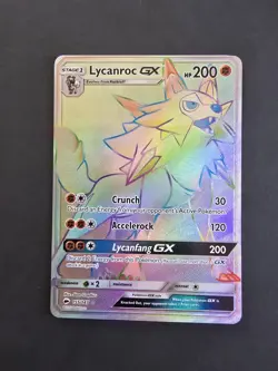 Pokemon Lycanroc GX Secret Rare Full Art Holo 155/147 SM-Burning Shadows Card - Image 1