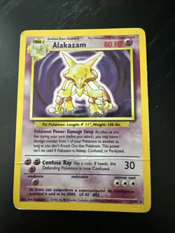 Pokemon Alakazam TCG Base Set Holo Unlimited Rare Card 1/102 HP - Image 1