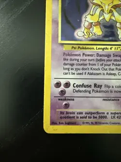 Pokemon Alakazam TCG Base Set Holo Unlimited Rare Card 1/102 MP/HP - Image 3