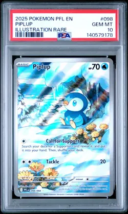 2025 POKEMON PFL EN-PHANTASMAL FLAMES ILLUSTRATION RARE #098 PIPLUP PSA 10 - Image 1