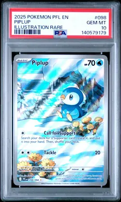 2025 POKEMON PFL EN-PHANTASMAL FLAMES ILLUSTRATION RARE #098 PIPLUP PSA 10 - Image 2