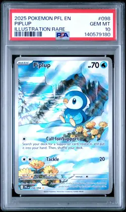 2025 POKEMON PFL EN-PHANTASMAL FLAMES ILLUSTRATION RARE #098 PIPLUP PSA 10 - Image 3