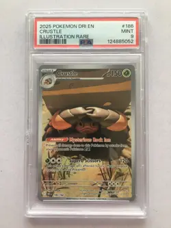 2025 Pokemon DRI EN Crustle Illustration Rare 186/182 PSA 9 MINT! Read Desc! - Image 1