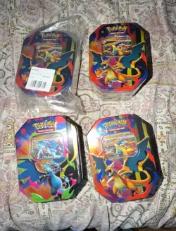 4x Pokemon TCG Mega Charizard ex X & Y Tin x4 Bundle - Image 1