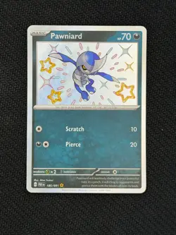 Pokemon TCG Scarlet & Violet Paldean Fates Pawniard Holo 185/091 - Image 1