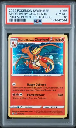 2022 POKEMON SWSH BLACK STAR PROMO #075 SPECIAL DELIVERY CHARIZARD-HOLO PSA 10 - Image 1