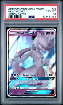 2019 POKEMON SUN & MOON HIDDEN FATES #31 MEWTWO GX PSA 10 - Image 1