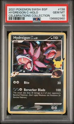 Pokemon Hydreigon C Celebrations Coll. Black Star Holo Promo SWSH138 PSA 10 - Image 1