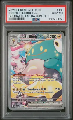 2025 POKEMON JTG SPECIAL ILLUSTRATION RARE #183 IONO'S BELLIBOLT EX PSA 10 - Image 1