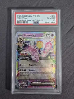 Espeon EX Surprise Box Promo Stamp 034/131 Pokemon Prismatic Evolutions PSA 10 - Image 1