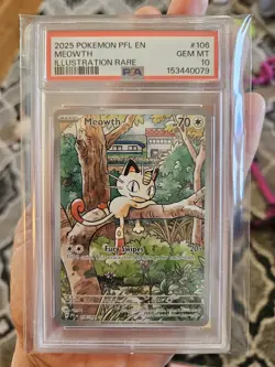 2025 Pokemon Phantasmal Flames MEOWTH Illustration Rare #106 PSA 10 Gem Mint - Image 1