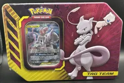 Pokemon TCG: Mewtwo & Mew GX Tag Team Power Partnership Tin Factory Sealed - Image 1