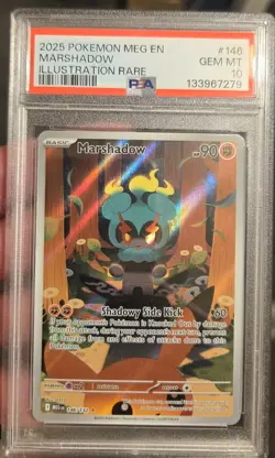 2025 Pokemon Marshadow Mega Evolution Illustration Rare 146/132 PSA 10 - Image 1