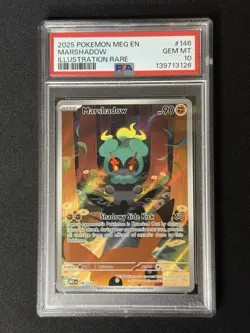 2025 Pokemon Mega Evolution Marshadow 146/132 Illustration Rare PSA 10 GEM MT - Image 1