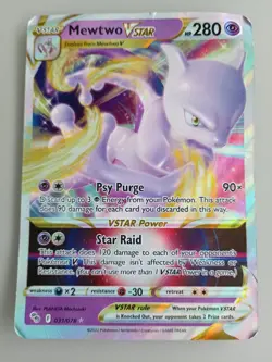 Pokemon Vstar Mewtwo Card. HP280. Used. Average Condition. - Image 1