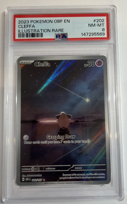 2023 POKEMON OBF EN-OBSIDIAN FLAMES ILLUSTRATION RARE #202 CLEFFA PSA 8 - Image 1
