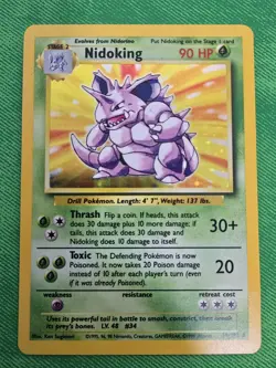 1999 POKEMON TCG BASE SET 11/102 NIDOKING UNLIMITED HOLO RARE [MP] - Image 1