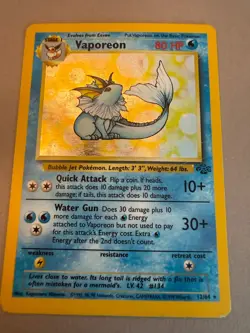 Vaporeon 12/64 Jungle Holo Rare 1999 Vintage Pokemon TCG Heavily Played - HP - Image 1