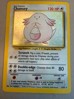 Chansey 3/102 Holo #3 Rare Base Set Unlimited Pokemon TCG - Moderately Played MP - Image 1