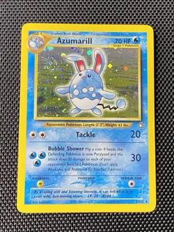 Pokemon TCG Azumarill Swirl Holo Rare Unlimited 2/111 Neo Genesis English LP+ - Image 1