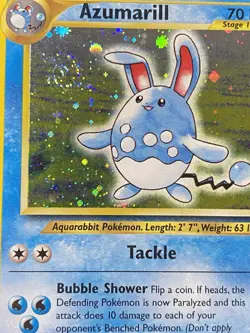 Pokemon TCG Azumarill Swirl Holo Rare Unlimited 2/111 Neo Genesis English LP+ - Image 2