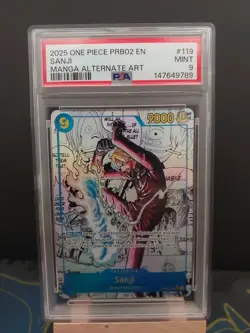 One Piece 2025 PRB02 Manga Alternate Art #119 Sanji English PSA Mint 9 - Image 1