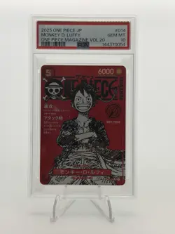 2025 ONE PIECE JPN PROMOS ONE PIECE MAGAZINE VOL.20 #014 MONKEY D. LUFFY PSA 10 - Image 1