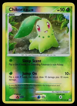 Pokemon Card - Chikorita Mysterious Treasures 77/123 Reverse Holo Common - Image 1
