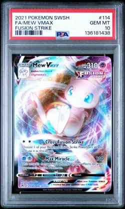 MEW VMAX 114/264 PSA 10 FUSION STRIKE FULL ART RARE POKEMON CARD ENGLISH - Image 1