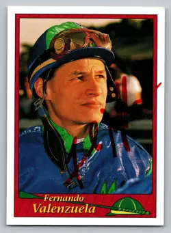 1994 Horse Jockey Star Trading Card signed Auto #209 Fernando Valenzuela hr263 - Image 1