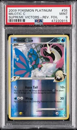 2009 POKEMON PLATINUM SUPREME VICTORS #35 MILOTIC C-REVERSE FOIL PSA 9 - Image 1