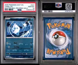 2025 Pokemon WHT EN-White Flare Master Ball Reverse Holo #027 Vanillite PSA 10 - Image 3