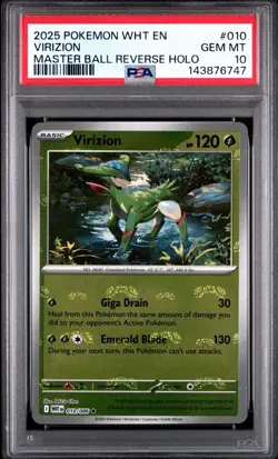Virizion (Master Ball Pattern) 010/086 Sv: Pokemon White Flare MINT - PSA 10 - Image 1