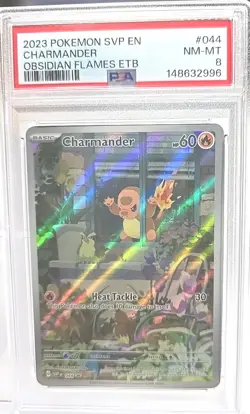 2023 Pokemon SVP EN Charmander Obsidian Flames ETB, PSA NM-MT 8 - Image 1