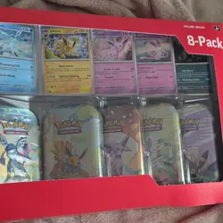 Pokemon TCG 8-Pack Eevee Evolutions Tin Box Set Promo Exclusive Leafeon Flareon - Image 4