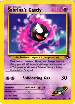 Pokemon TCG Sabrina's Gastly 97/132 Gym Challenge Regular Common LP - Image 1