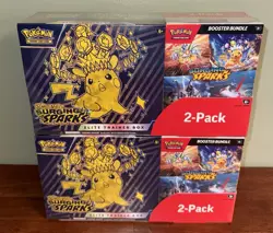 Pokemon Surging Sparks ETB + Booster Bundle Costco 2-Pack Sealed x2 (Lot of 2) - Image 1