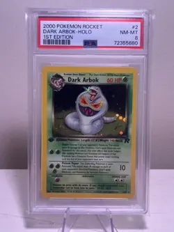 2000 Pokemon Team Rocket Dark Arbok Holo 1st Edition #2/82 PSA 8 NM-MT - Image 1