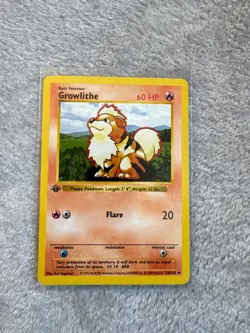 Pokemon Card Growlithe 1st Edition Shadowless 28/102 NM - Image 1