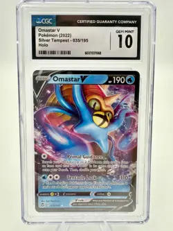 2022 Pokemon Silver Tempest Omastar V 35/195 CGC GEM MINT 10 - Image 1