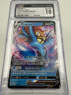 2022 Pokemon Silver Tempest Omastar V 35/195 CGC GEM MINT 10 - Image 2
