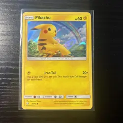 2017 Pikachu Holo Pokemon Trading Card 28/73 Holo Pikachu Card Rainbow - Image 1