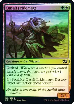 Qasali Pridemage DOUBLE MASTERS MTG MAGIC CREATURE CAT WIZARD FOIL - Image 1