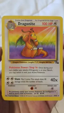 Pokemon TCG Vintage 1999 WOTC Fossil Dragonite 19/62 Non-holo Rare - Image 1