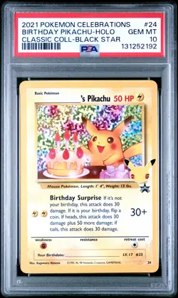 2021 POKEMON CELEBRATIONS CLASSIC COLL #24 BIRTHDAY PIKACHU-HOLO PSA 10 - Image 1